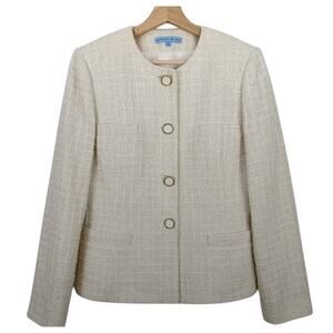 Antonio Melani Ladies Cream & Gold Metallic Knit Blazer, Size 4, NWT!